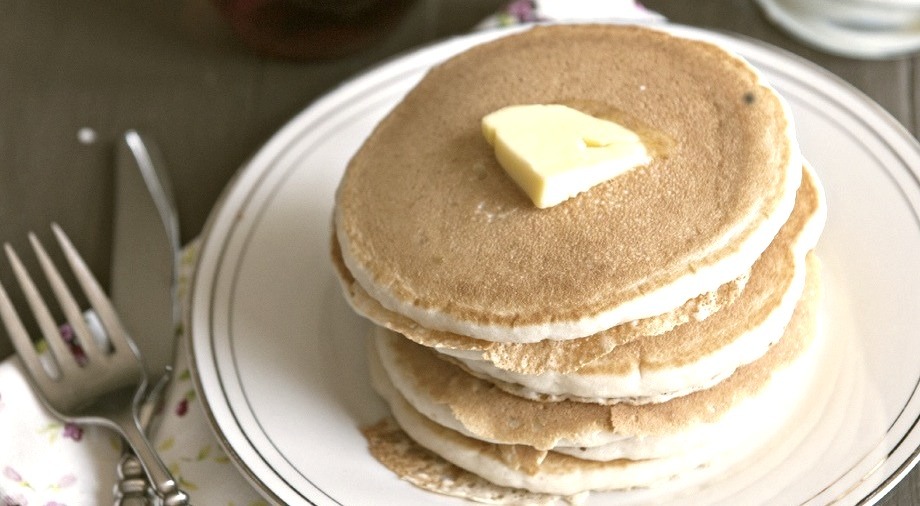 Stack of Plain Pancakes with Butter
