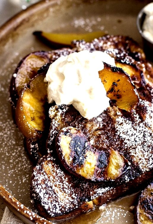 Brown Sugar Peaches and Cream Grilled French Toast